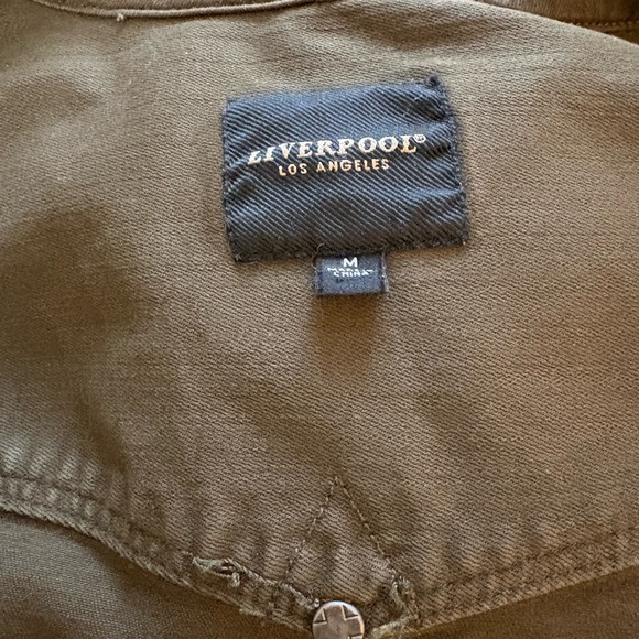 NWT Liverpool LA Denim Button-Up Military Jacket in Olive Green Size M - Picture 7 of 7